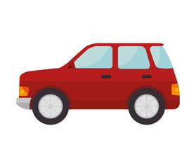 red car with black wheels transport vehicle vector illustration