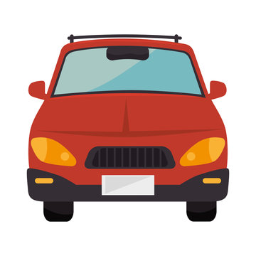 red car with black wheels transport vehicle vector illustration