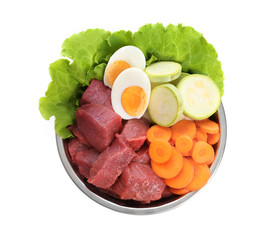 Healthy dog food, isolated on white