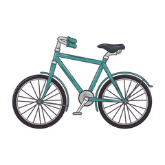 blue classic bicycle transport vehicle. healthy ride activity. vector illustration