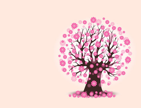 Decorative beautiful cherry blossom tree with background