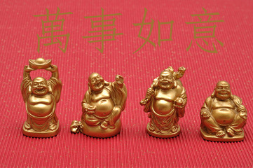 Chinese New Year design. Laughing cheerful Buddha 