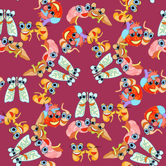seamless pattern with cartoon human organs. illustration