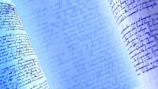 Hastily scrawled handwriting. Abstract texture background LOOP. Calligraphic handwritten script. Undefined, unreadable text with english words.