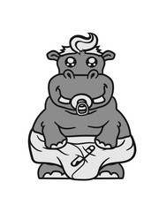 baby pacifier little funny sweet cute thick comic cartoon hippopotamus fat hippo