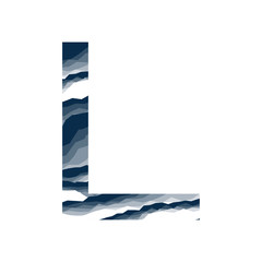 Obraz premium The letter L, in the alphabet abstract background marble, bark, mountain, stone layer set dark blue shade color isolated on white background