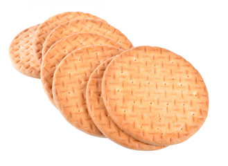 Big round delicious biscuits on a white background