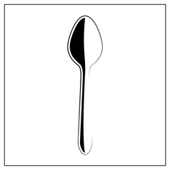 Illustration of a spoon silhouette. Isolated icon on white. Vector
