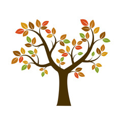 Shape of Autumn Tree. Vector Illustration.