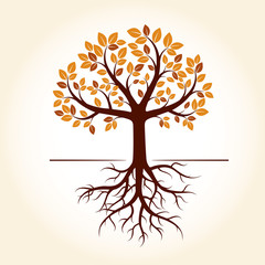 Autumn Tree. Vector Illustration. Nature and Garden