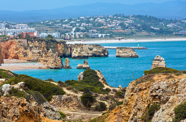Atlantic rocky coastline (Algarve, Portugal).