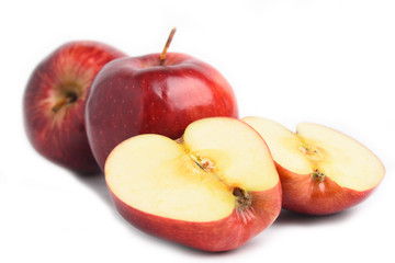 Red apple fruit on white background