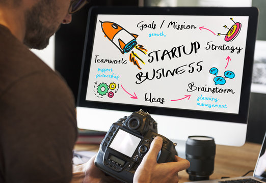 Start Up Business Rocket Ship Graphic Concept