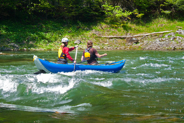 Rafting on the Dunajec river in Pieniny National Park in Slovakia.
