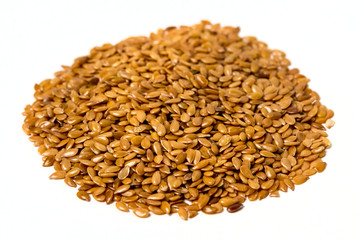  Golden flaxseed isolated on white