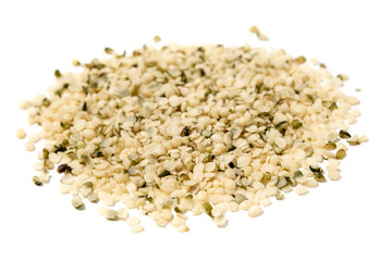  Hemp hearts isolated on white