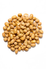Fototapeta na wymiar Roasted soy beans isolated on white