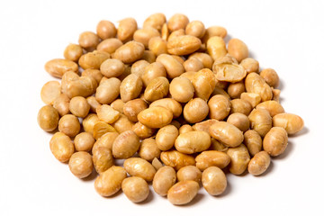 Roasted soy beans isolated on white