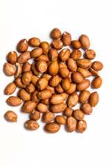 Raw spanish peanuts isolated on white