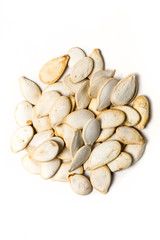 Pumpkin seeds isolated on white