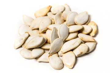 Pumpkin seeds isolated on white