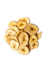 Banana chips isolated on white