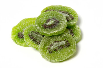 Dried kiwi fruit isolated on white