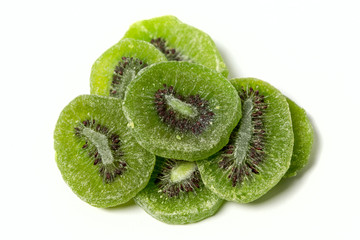 Dried kiwi fruit isolated on white