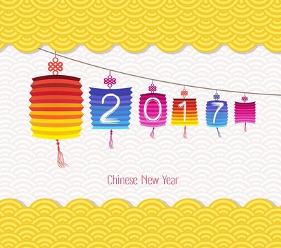 Chinese new year 2017 lantern pattern background