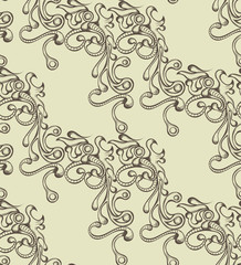 Seamless pattern with hatched ornament. Retro style. Vector illustration, eps10