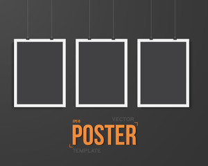 Vector Poster Mockup. Realistic Vector EPS10 Black Paper Poster 