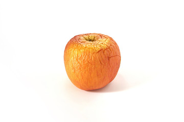 Isolated wrinkle skin apple on the white background.