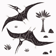 Vector hand drawn illustration jurassic