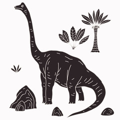 Vector hand drawn illustration jurassic