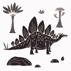 Vector hand drawn illustration jurassic