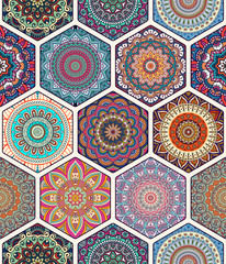 Ethnic floral seamless pattern