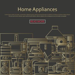 Home appliances concept made of outlined icons. Vector illustration.