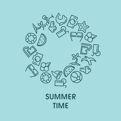 Summer time vector illustrations with icons