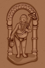 Fototapeta na wymiar Vintage Statue of Indian Lord Vamana Sculpture