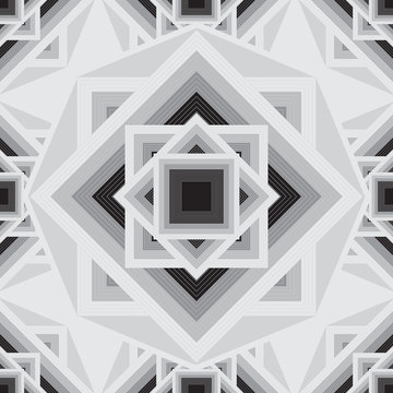 Vector geometric black and white seamless pattern. Stylish Aztec background.
