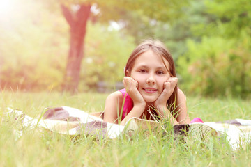 Portrait of little girl in the park