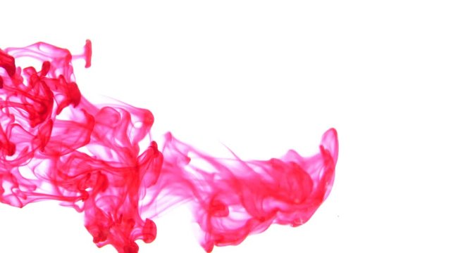 Color Ink flowing in water on white background
