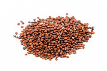 Red quinoa isolated on white background