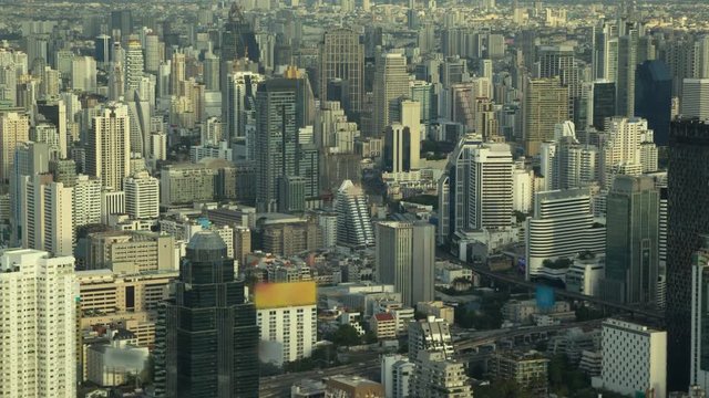 4K: Day to night time lapse, Bangkok city aerial view, Thailand