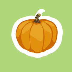 Halloween pumpkins - stickers on lime background
