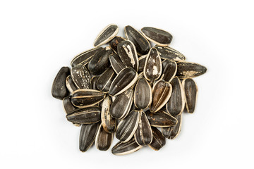 Unsalted roasted sunflower seeds  isolated on white background