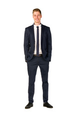 Young businessman full length portrait isolated