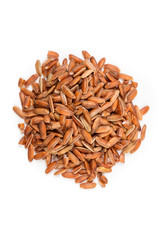 Wehani red rice isolated on white background