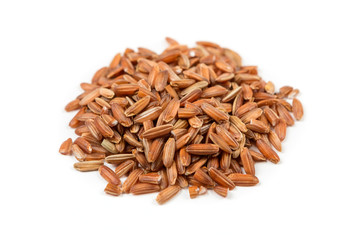 Wehani red rice isolated on white background