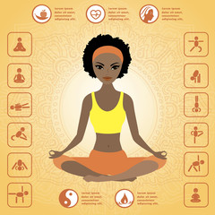 Cute african american girl sitting in the lotus position